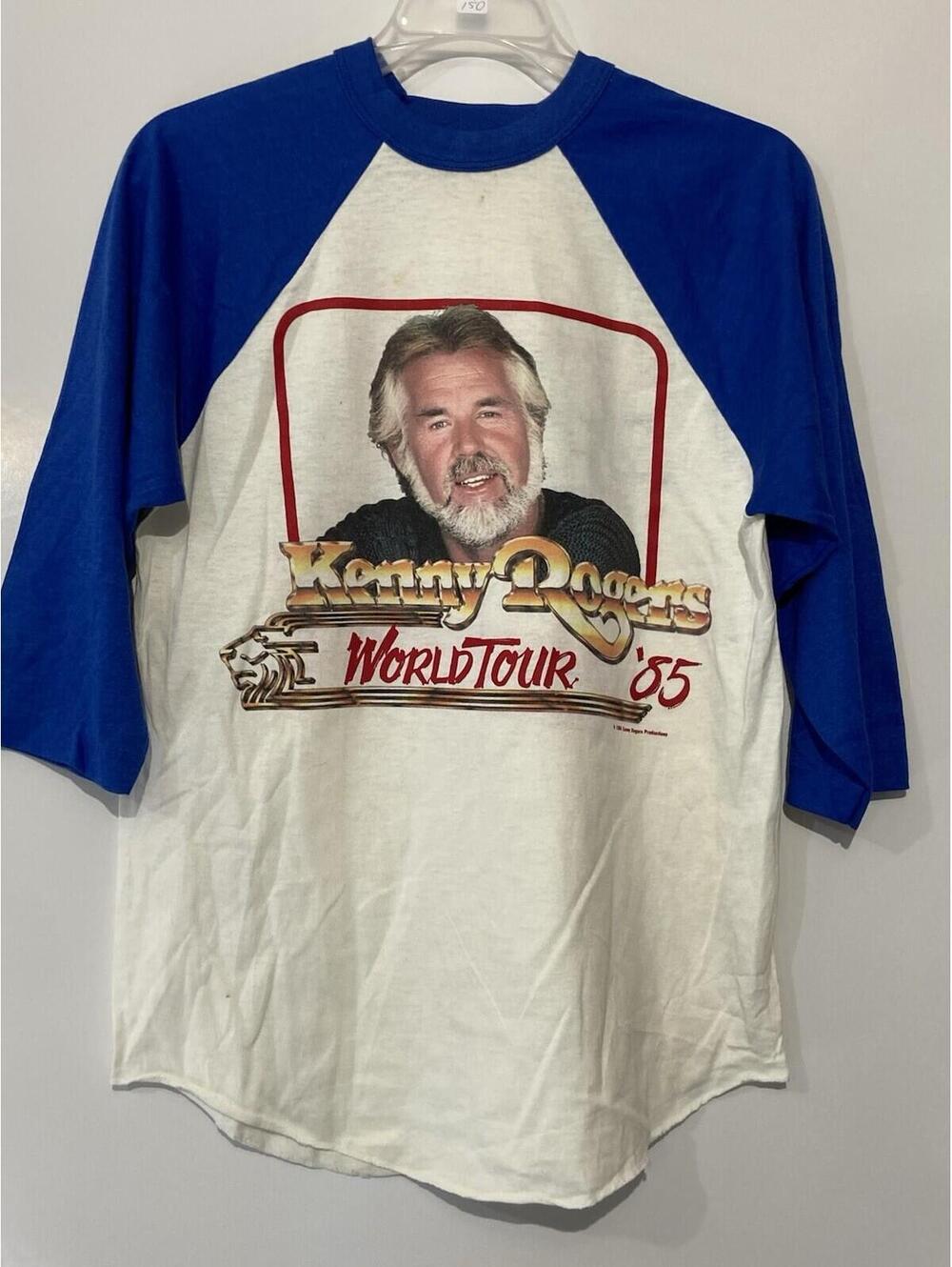 Mens TEE JOYS Vintage 1985 Kenny Rogers World Tour Jersey Shirt Sz M